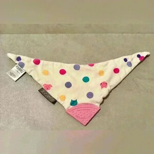 Neckerchew - Cheeky Chompers Bib/Teether - Polka Dot / Pink